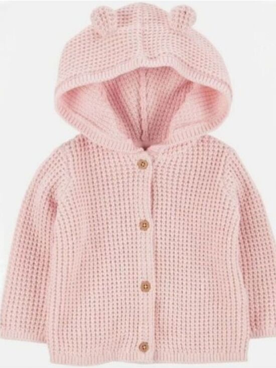 Carter's Other - Carter's Infant Girl Pink Hooded Knit Bear Ear Cardigan 3 months